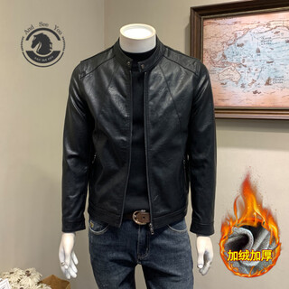 Andseeyou брендовая кожаная куртка мужская осенняя новая корейская стильная тонкая мотоциклетная кожаная куртка мужская 2025 новая стойка с воротником-стойкой в китайском стиле ко Дню святого Валентина черная плюс бархатная утолщенная m