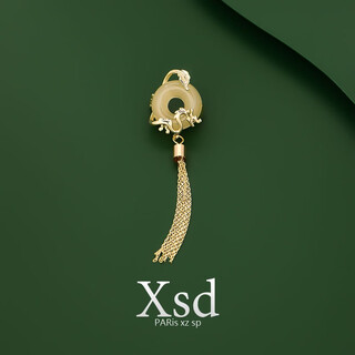 Quamer auspicious peace button year of the dragon zodiac tassel brooch high-end women's accessories men's suit chest champagne gold