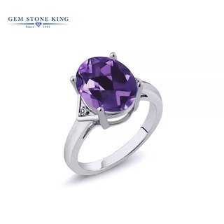 Gem stone king 4.61 carat amethyst diamond 925 silver colored gemstone ring ins fashion gift for girlfriend chinese valentine's day gift us no. 8