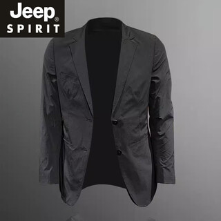 Jeep spirit european station men's wear 2025 spring and autumn european station new men's trendy suit korean jacket black new product black double-breasted suit men/men's suit/female 2xl recommended 150-170jin jin is equal to 0.5 kg