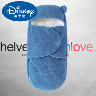 Disney (disney) baby blanket newborn autumn and winter thickened blanket newborn baby anti-jump swaddle 0-3-6 months supplies blue-round legs shu velvet size 6 suitable for 0-3 months