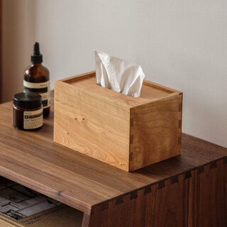 Mumo wood square tissue box black walnut cherry wood solid wood tissue box living room simple home storage storage paper box cherry wood pre-sale shipping at the end of april