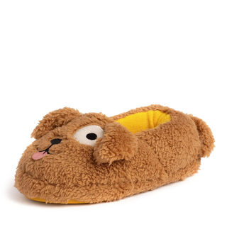 Dearfoams unisex kids easter basket gift kids washable animal slippers brown dog 4-5 big kid