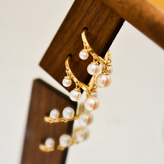 Xuecong korean fashion 10k gold earrings feminine versatile commuting small pearl tassel starry gypsophila color gold earrings trendy pair