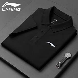 Li ning quick-drying short-sleeved polo shirt business men's and women's shirt 2025 summer loose breathable t-shirt lapel casual sports thin black quick-drying breathable and light m recommended 115-130jin jin equals 0.5 kg
