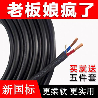 Electric wire engineering cable 2 core high power 2.5 4 square meters power extension with socket 5 meters - 100 meters national standard 2 core 4 square meters 20 meters