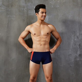 TAUWELL男士泳裤小平角专业速干低腰性感青年个性大码紧身修身泡温泉 深蓝色 M