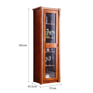 Chen fei furniture chinese solid wood wine cabinet tv cabinet side cabinet single door narrow cabinet multi-functional glass small apartment living room storage cabinet begonia color