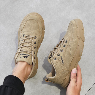 Pull-back casual shoes, soft-soled, wear-resistant men's shoes, versatile lace-up travel sneakers wxp(wz)-0304 khaki 41