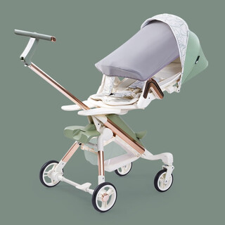 Hebao baby stroller, a baby stroller that can sit and lie down, a two-way lightweight stroller, a folding high-view children's stroller, sprout green