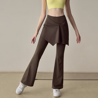 Lulu century real two piece yoga pants women's one piece high waist hip lift pilates running training sports micro-large fitness pants brown m