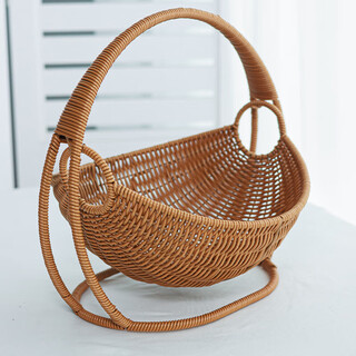 Wilkie fruit basket hand-woven rattan basket can be used as a cat nest, fruit basket, fruit plate storage frame rattan basket basket for home use woven cradle