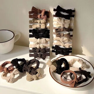 Jiuvia bow headband for women, high elastic red new year and christmas hair band, autumn and winter ponytail hair accessories, rubber band leather case jyfq146#bowknot mixed color 10 pieces