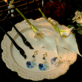 Xuecong bridal headdress calla lily artificial flower new chinese style dress dressing gown niche hair accessories wooden hairpin wedding hair accessories headdress set d0374