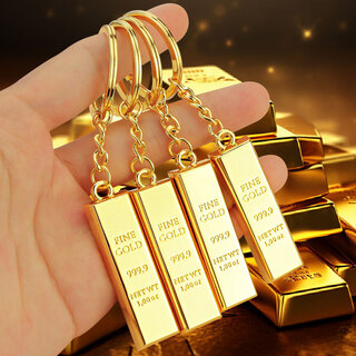 Test brand creative imitation gold bar key pendant men's and women's key chain high-end gift for boyfriend and husband's birthday gift imitation gold key chain 1 pack