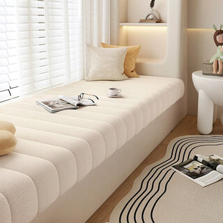 Zhengfan bay window mat new four seasons universal window sill mat non-slip bedroom balcony hard sponge tatami customizable seat cushion teddy velvet - milk tea drooping style removable and washable thickness 3-5-8-12-15-18-20cm