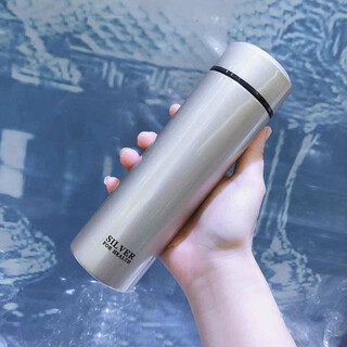 Pure silver 999 full blessing thermos cup inner tank pure silver smooth sailing silver water cup teacup for home use as a father's day gift glossy black thermos cup 60g 101m1-500ml