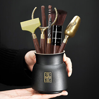 The six gentlemen of buchu tea ceremony set kung fu tea accessories tea clips tea spoons tea art ornaments tea set accessories three-piece set 1-fuyun tea ceremony bottle + wenze six gentlemen