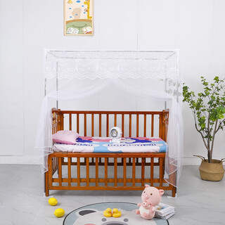 Tongxin crib mosquito net baby bed floor-standing mosquito net extra large space anti-mosquito full cover children light and windproof mosquito net baby white mosquito net bracket 120*67cm