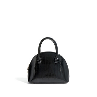 MEDYST头层牛皮包包女春夏新款时尚鳗鱼纹单肩斜挎包小众手提贝壳包 黑色