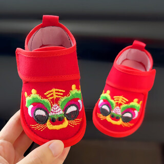 Miduer infant cloth shoes, tiger head shoes, new spring and autumn chinese style, men's and women's baby thousand-layer sole children's handmade toddler shoes, red bag style (shoes with even more wings for a tiger) 12.5 m, inner length 12.5cm, recommended for 6-12 months