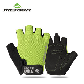 Merida cycling sports half finger gloves men's and women's mountain road bike short finger gloves cycling equipment (breathable mesh anti-slip shock absorption) green l