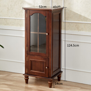 Poetic wood language solid wood american wine cabinet living room decorative side cabinet against the wall red wine cabinet home light luxury glass small wine cabinet integrated against the wall walnut color tall wine cabinet left door opening thickened glass single door