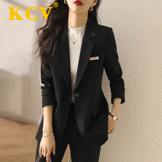 Kcv small suit women's jacket spring and autumn new style small windbreaker temperament casual fashion commuter top trendy black xl (115-130jin jin equals 0.5 kg)
