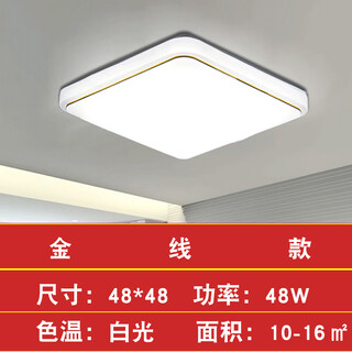 Micro square lamp ceiling lamp led square bedroom lamp dining room living room lamp balcony corridor kitchen bathroom household lamp absorbing lamp 48*48 gold wire 48w white light