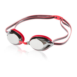 Speedo unisex adult swim goggles mirror conqueror 2.0 black/red one size