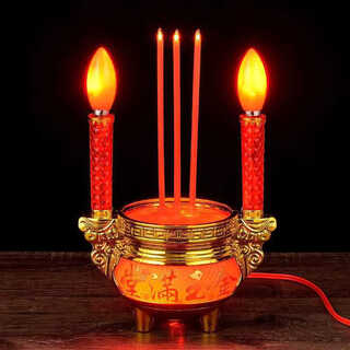 Electronic incense candle for buddha incense burner candle integrated led incense burner lamp for home use to worship god of wealth and worship buddha candle holder 7-inch electric incense candle plug-in electric incense candle incense burner