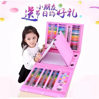 Deshitong six-year painting tool set 208 pieces easel style drawing board boys and girls toys student paint brush watercolor pen art stationery girls painting pen stationery color pen children's day 208 sets luxury set (pink)