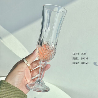 Peizhou embossed glass champagne glass, red wine cup, high-value wine glass, water cup, household diamond goblet-200ml