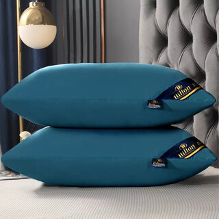 Pillow core + pillowcase hotel pillow single pair pack home washable pillow core feather velvet pillow single side sapphire blue high pillow 2 pillows + two pillowcases
