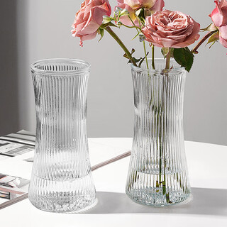 Extreme space glass vase living room decoration desktop decoration hydroponic flower arrangement transparent glass vase large waist vertical stripes