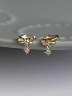 Nanzhi white small c korean gold jewelry 10k gold earrings earrings sweet bow pendant k gold earbone earrings earrings left earband 1 piece