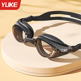 Yuke swimming goggles hd anti-fog waterproof women's myopia swimming goggles men's swimming cap swimming goggles swimming and diving equipment complete set dark night black earplugs nose clip + spare nose bridge flat light no myopia