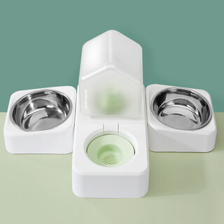 Nervous cat cat bowl ceramic double bowl food bowl cat drinking bowl dog bowl protects cervical vertebral automatic drinking pet supplies anti-tip wakakusa green stainless steel three bowls anti-tip, does not wet mouth, universal for cats and dogs