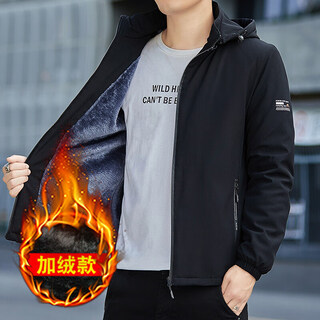 Shang shirui velvet thickened jacket men's autumn and winter 2025 new cold and warm jacket men's trendy casual sports winter wear black velvet xl