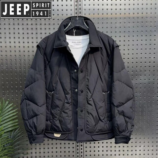 Jeep spirit jeep's new lapel light down jacket men's winter warm japanese white duck down jacket casual and handsome black 1xl 130-150jin jin equals 0.5 kg
