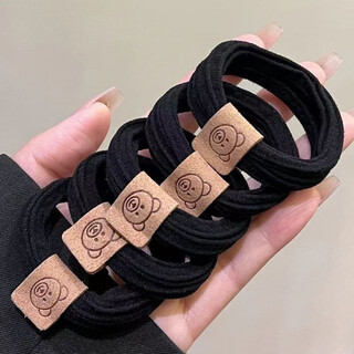Jieweiyi seamless bear headband rubber band women's high elastic hair tie simple and durable high ponytail headwear bh-fq106 black 3 pieces
