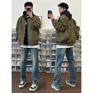 Digada american style flight jacket men's autumn and winter baseball uniform jacket men's casual all-match high street jacket men jffs-1074 green xl height 170-178cm, weight 120-135jin jin is equal to 0.5 kg