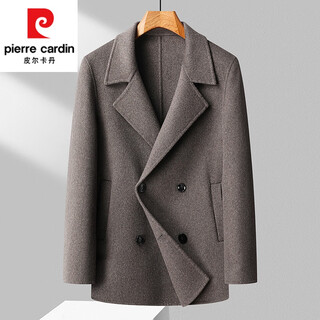Pierre cardin (pierre cardin) high-end men's double-sided woolen coat winter short cashmere british style woolen woolen coat thickened windbreaker trendy coffee color single style 170/m recommended 100-120jin jin is equal to 0.5 kg