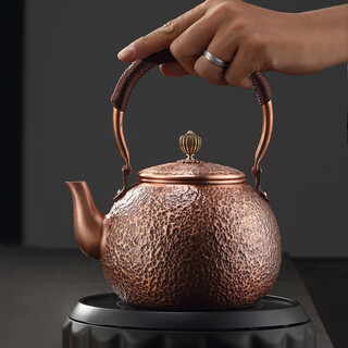 Honghu (honghu) red copper kettle kettle large capacity pure copper tea kettle handmade thickened copper kettle electric ceramic stove tea kettle zth-02 (hammer pattern) 1.5l