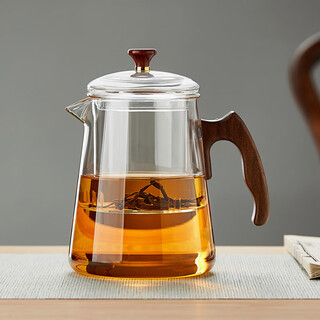 Mesni thickened glass teapot teapot heat-resistant glass teapot wooden handle teapot kung fu tea set
