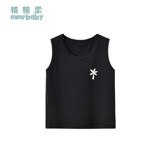 Cotton soft baby vest outer wear for children summer thin boys pure cotton category a sleeveless t-shirt modal ice silk boys summer wear black 110cm