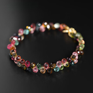 Coasze dream color water drop tourmaline bracelet women's 18k gold colorful bracelet customized gift for wife and girlfriend color water drop tourmaline bracelet 16cm
