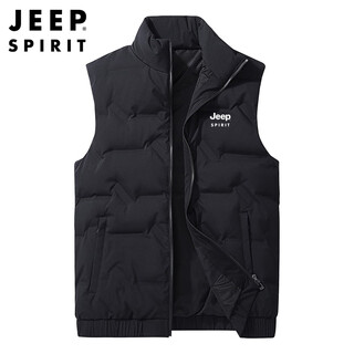Jeep spirit jeep down vest men's winter stand collar vest top business solid color sleeveless jacket men's black - xl