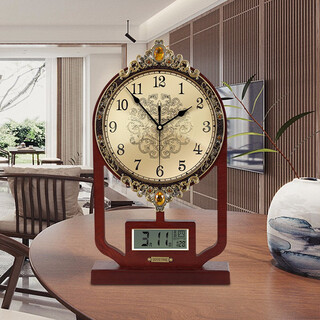 Zhizhen new chinese style home decoration living room european antique table clock creative clock decoration retro table clock ornament bedside clock 263 perpetual calendar table clock-silent movement