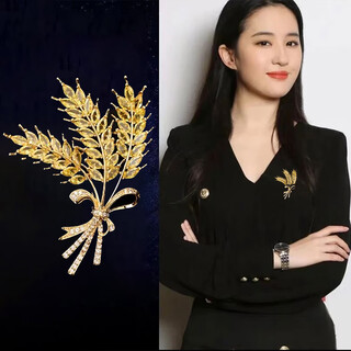Core luxury golden wheat ear brooch, high-end women's design, 2025 new suit jacket accessories, trendy barley corsage brooch, autumn harvest wheat ear brooch